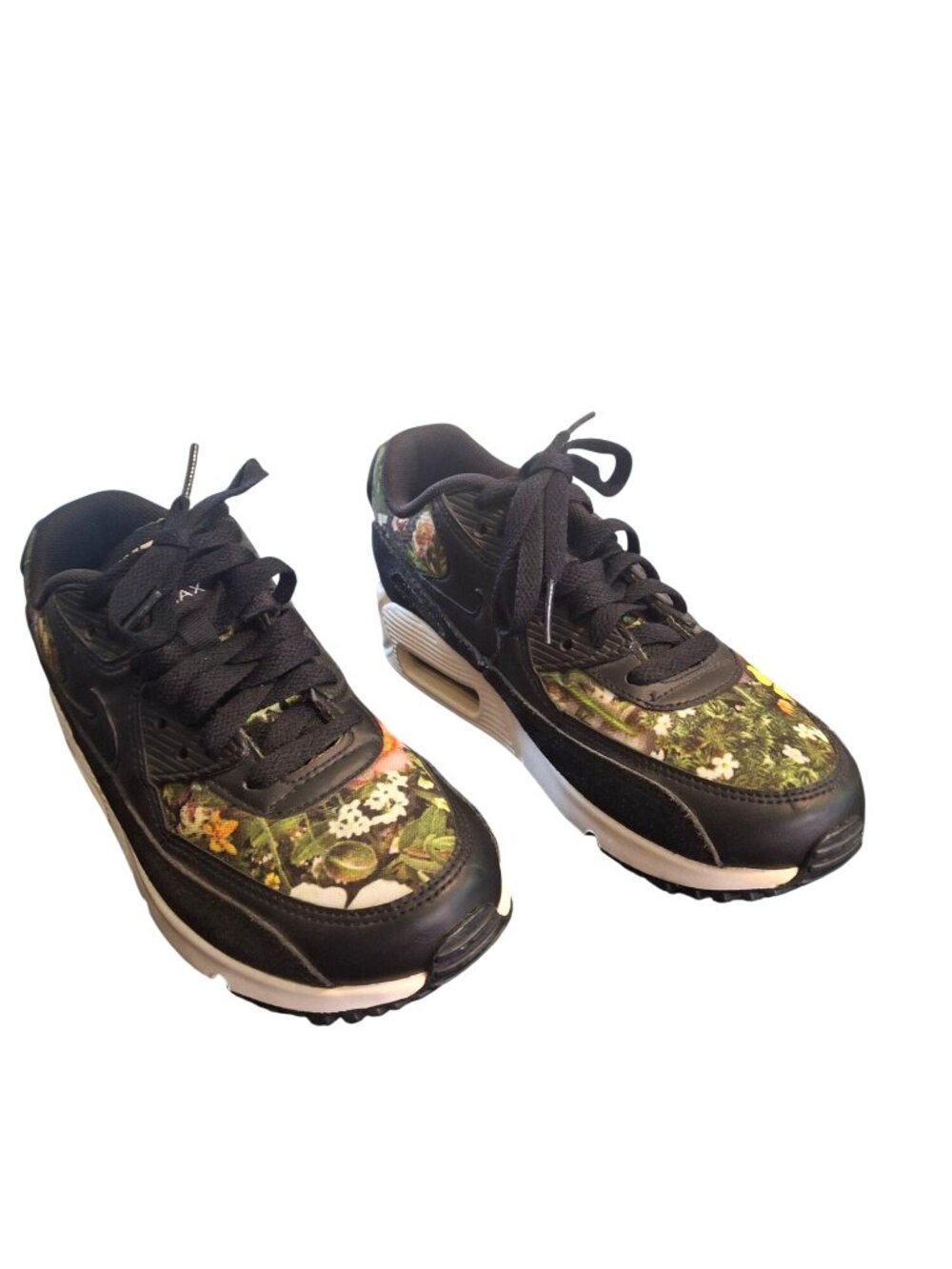 Nike Air Max Floral Print Womens Sneakers US 5 Black Multicolor Lightweight*SH13